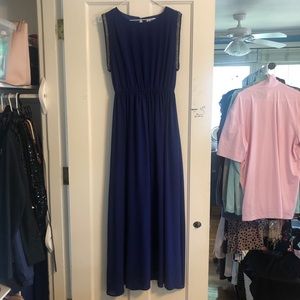 Ya Los Angeles M Floor-Length Partial Sheer Dress